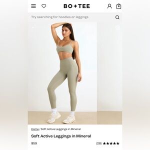NWT - Bo + Tee Soft Active Leggings in Mineral (XS)